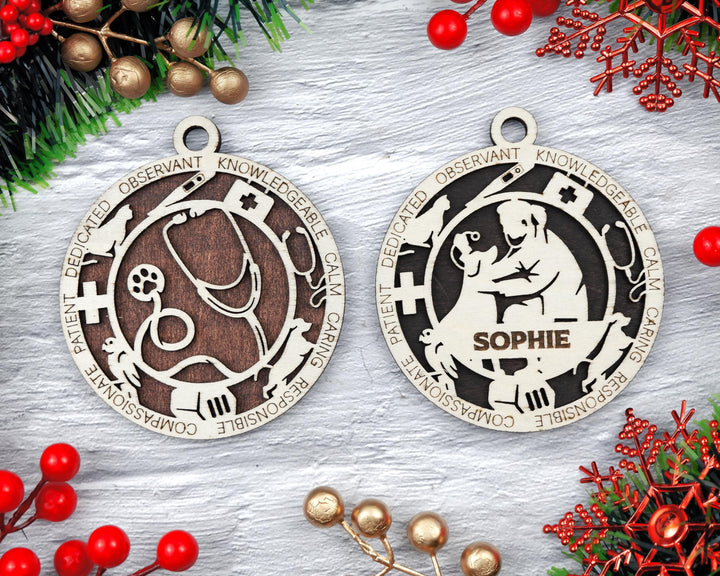 Veterinarian - Occupational Ornaments - Contains 6 Ornaments Male and Female - Custom area - SVG, PDF, AI Files - Works on all Lasers