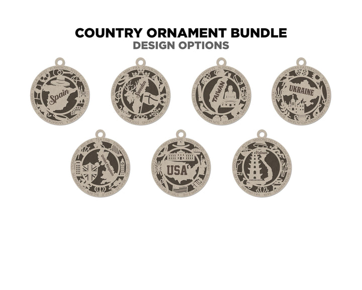 The Country Ornament Bundles - 31 Total Countries - SVG, PDF, AI File Download - Works on all Lasers