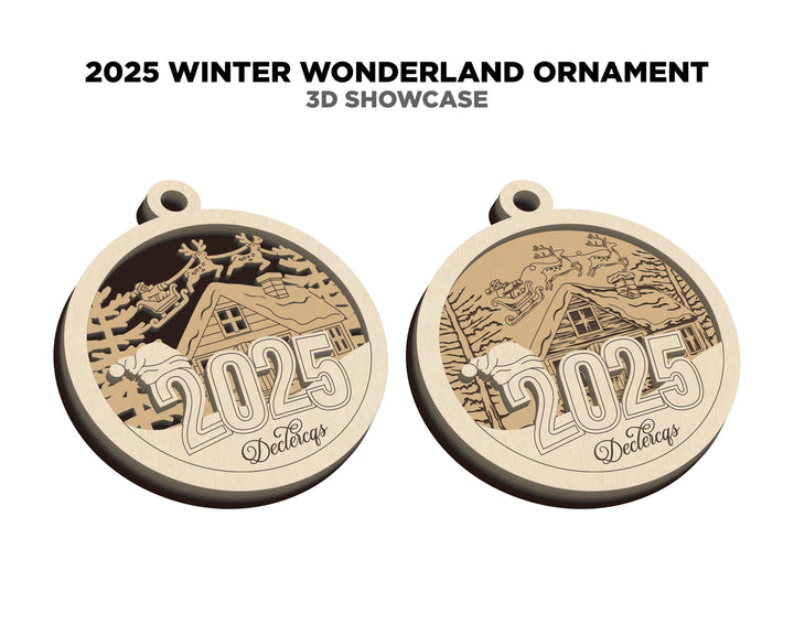 2025 Winter Wonderland Ornament - Engraved and cut backer - Includes Custom area - SVG, PDF, AI Files - Works on all Lasers