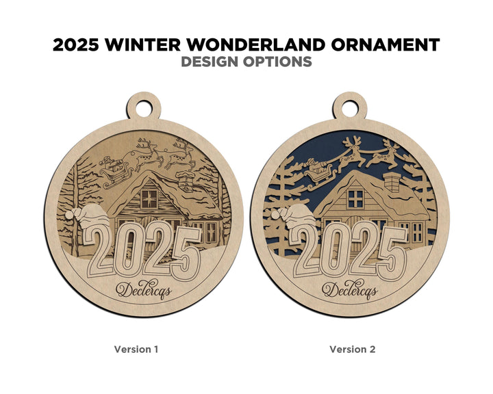 2025 Winter Wonderland Ornament - Engraved and cut backer - Includes Custom area - SVG, PDF, AI Files - Works on all Lasers