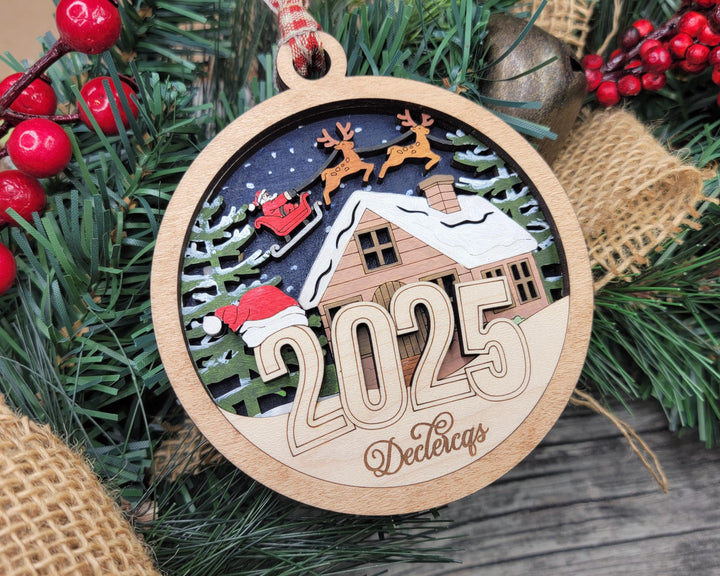 2025 Winter Wonderland Ornament - Engraved and cut backer - Includes Custom area - SVG, PDF, AI Files - Works on all Lasers