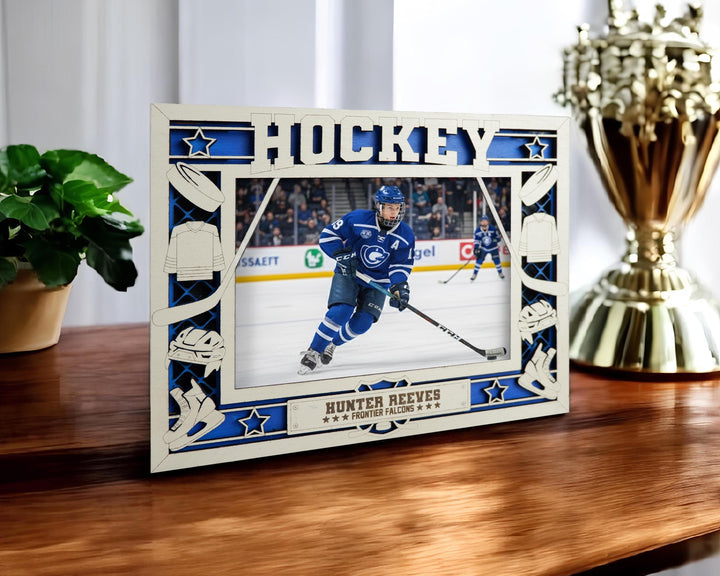 Hockey Icon Frames - Includes Frame Sizes 4x6, 5x7, 8x10 in Landscape and Portrait - Works with all Lasers