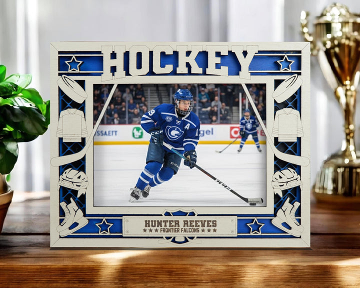 Hockey Icon Frames - Includes Frame Sizes 4x6, 5x7, 8x10 in Landscape and Portrait - Works with all Lasers