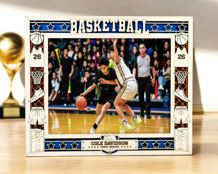 Basketball Icon Frames - Includes Frame Sizes 4x6, 5x7, 8x10 in Landscape and Portrait - Works with all Lasers