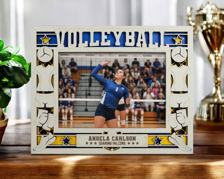 Volleyball Icon Frames - Includes Frame Sizes 4x6, 5x7, 8x10 in Landscape and Portrait - Works with all Lasers