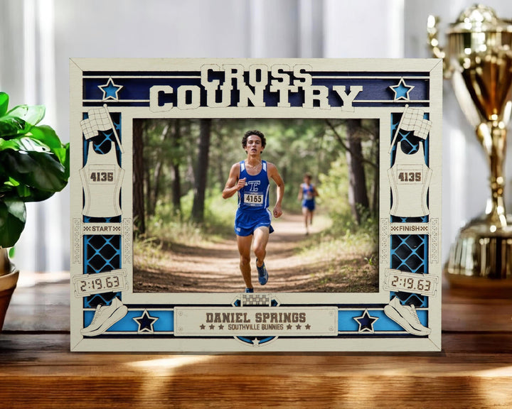 Cross Country Running Icon Frames - Includes Frame Sizes 4x6, 5x7, 8x10 in Landscape and Portrait - Works with all Lasers