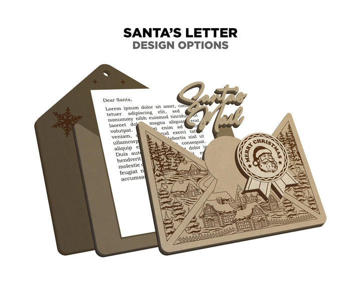 Santa's Letter Ornament - Leave a note for Santa - SVG, PDF, AI File Download - Works with all Laser Types