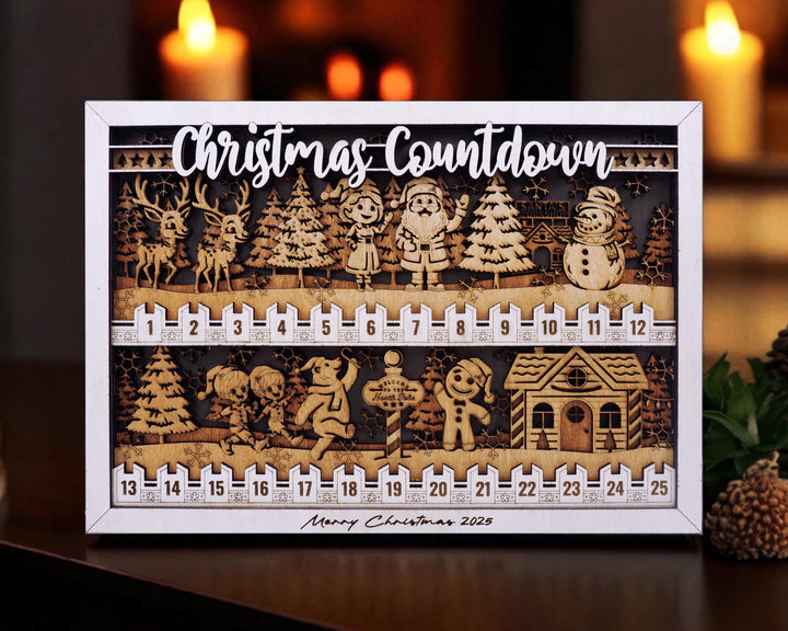 Christmas Frame Countdowns - 4 Themes Include - Portrait and Landscape options - Works with all Lasers