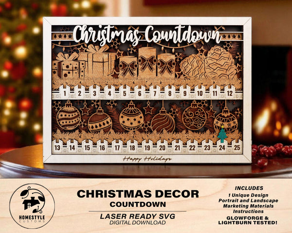 Christmas Decor Countdowns - Portrait and Landscape options - Works with all Lasers