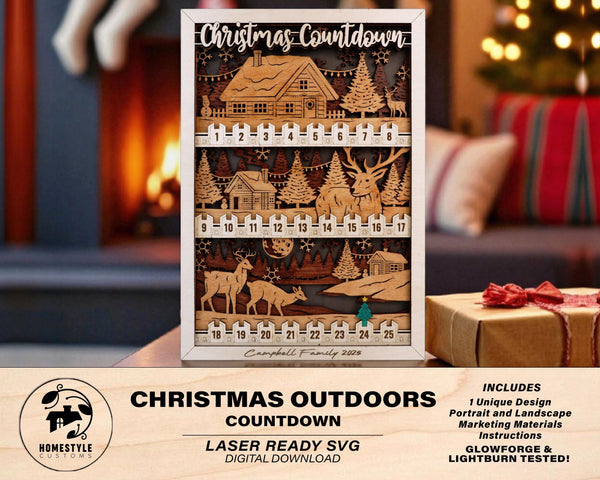 Christmas Outdoor Countdowns - Portrait and Landscape options - Works with all Lasers