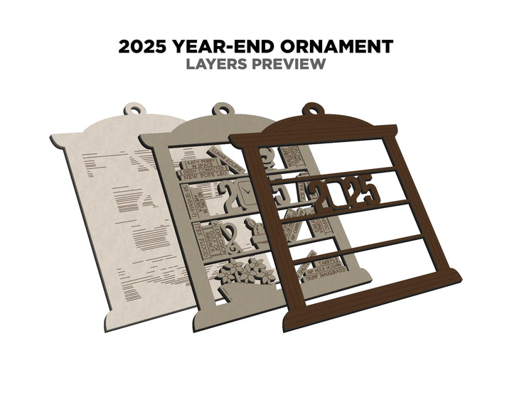 2025 Year End Ornament - Bookcase Edition - SVG, PDF, AI Files - Works on all Lasers