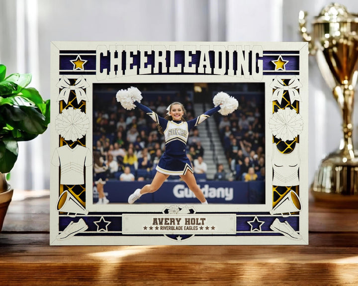 Cheerleading Icon Frames - Includes Frame Sizes 4x6, 5x7, 8x10 in Landscape and Portrait - Works with all Lasers