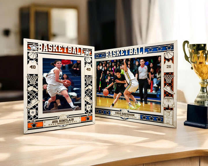 Basketball Icon Frames - Includes Frame Sizes 4x6, 5x7, 8x10 in Landscape and Portrait - Works with all Lasers