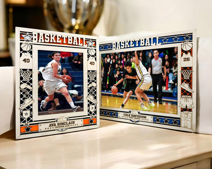 Basketball Icon Frames - Includes Frame Sizes 4x6, 5x7, 8x10 in Landscape and Portrait - Works with all Lasers