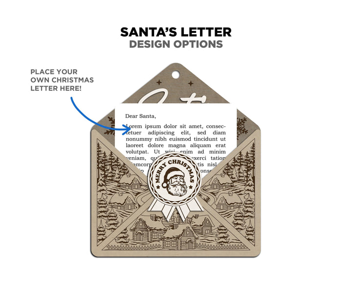 Santa's Letter Ornament - Leave a note for Santa - SVG, PDF, AI File Download - Works with all Laser Types