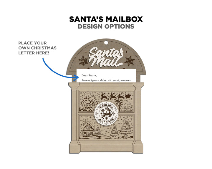 Santa's Mailbox Ornament - Leave a note for Santa - SVG, PDF, AI File Download - Works with all Laser Types