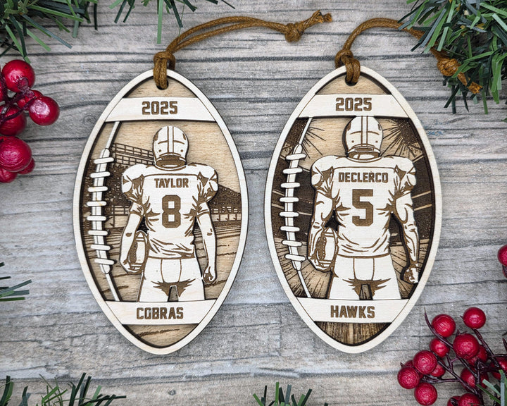 Detailed Football Spotlight Ornaments - Youth and Adult Options - SVG, PDF, AI File Download - Works with all Laser Types