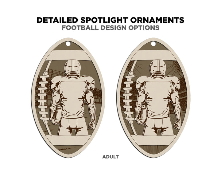 Detailed Football Spotlight Ornaments - Youth and Adult Options - SVG, PDF, AI File Download - Works with all Laser Types