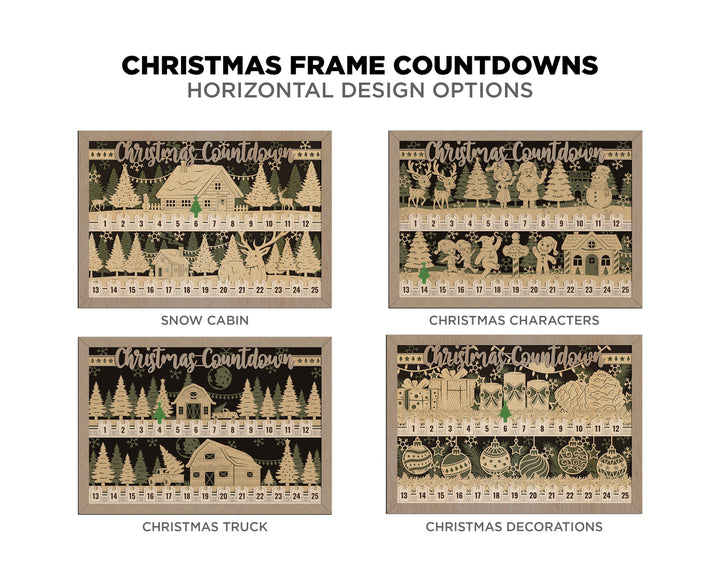 Christmas Frame Countdowns - 4 Themes Include - Portrait and Landscape options - Works with all Lasers