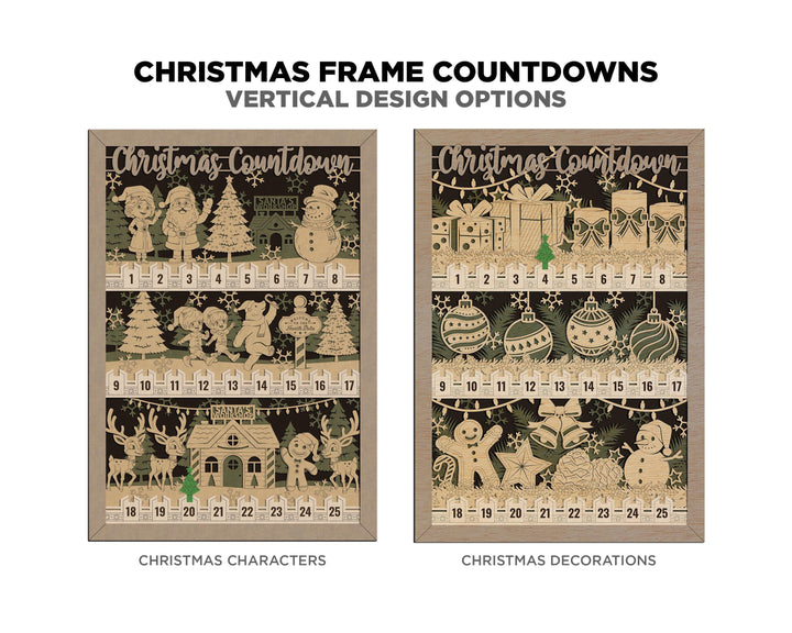 Christmas Frame Countdowns - 4 Themes Include - Portrait and Landscape options - Works with all Lasers