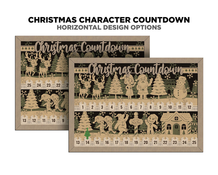 Christmas Character Countdowns - Portrait and Landscape options - Works with all Lasers