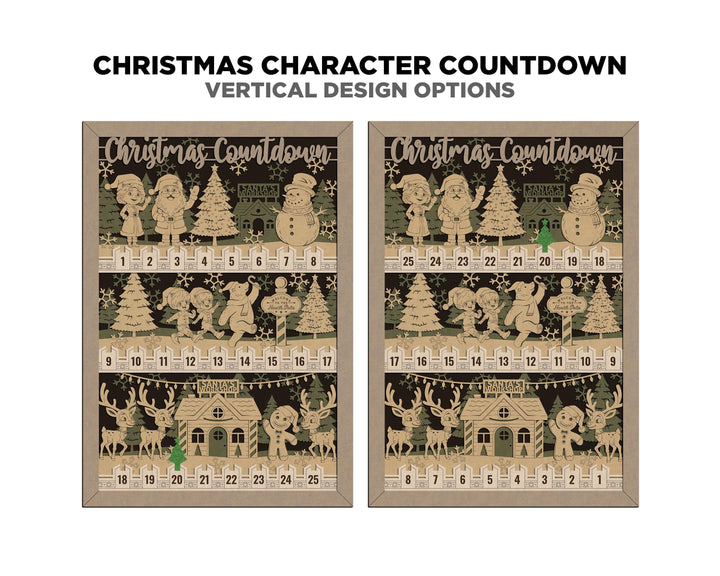 Christmas Character Countdowns - Portrait and Landscape options - Works with all Lasers