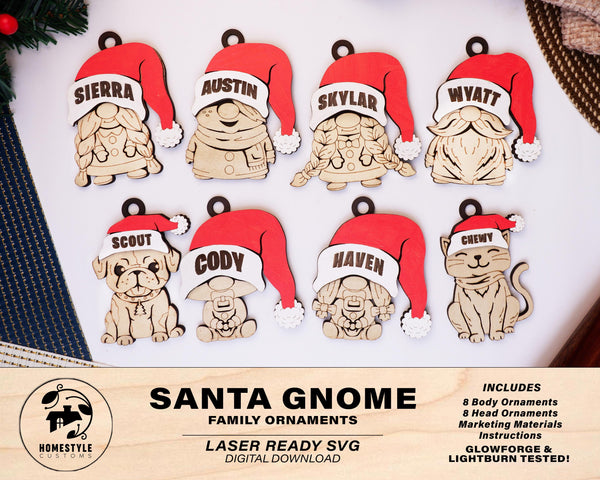 Santa Gnome Family - Customizable for the whole Family - SVG, PDF, AI Files - Works on all Lasers