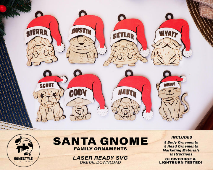 Santa Gnome Family - Customizable for the whole Family - SVG, PDF, AI Files - Works on all Lasers
