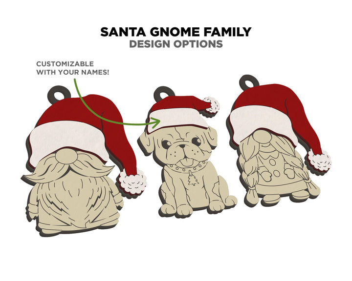 Santa Gnome Family - Customizable for the whole Family - SVG, PDF, AI Files - Works on all Lasers