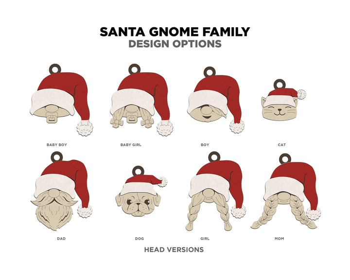 Santa Gnome Family - Customizable for the whole Family - SVG, PDF, AI Files - Works on all Lasers