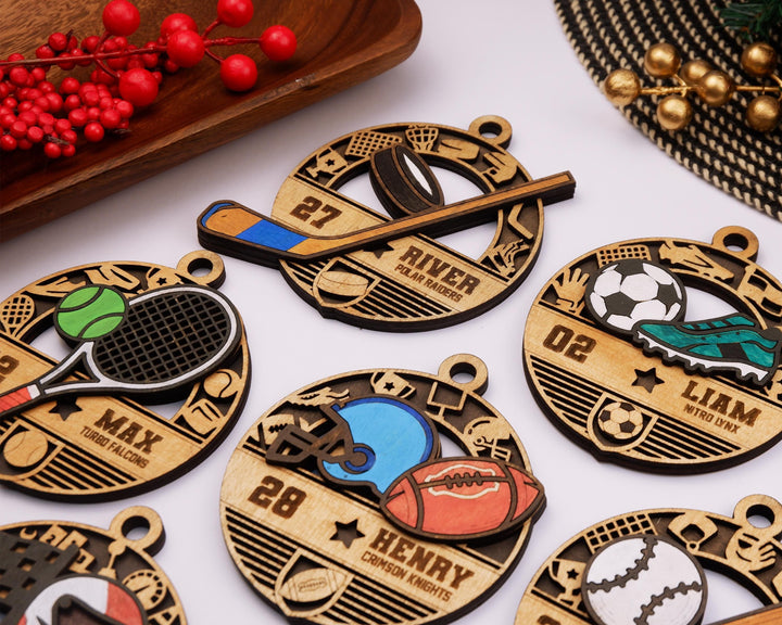 Iconic Sports Ornaments - Includes 13 Popular Sports - SVG, PDF, AI Files - Works on all Lasers