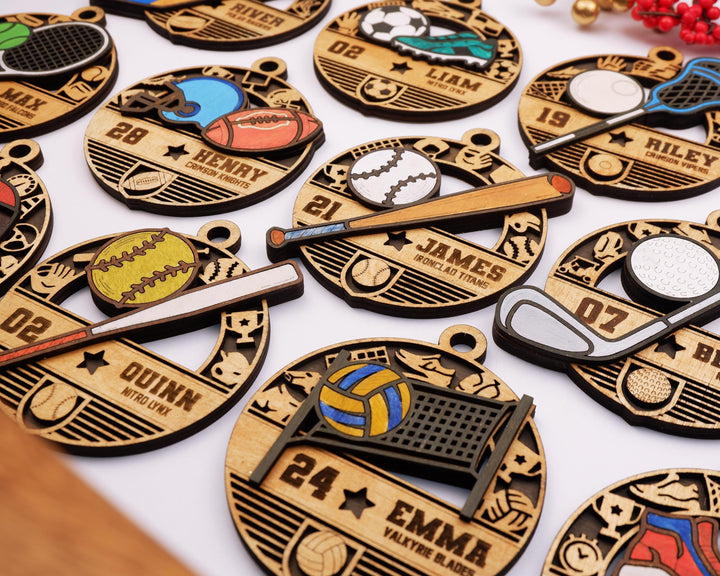 Iconic Sports Ornaments - Includes 13 Popular Sports - SVG, PDF, AI Files - Works on all Lasers