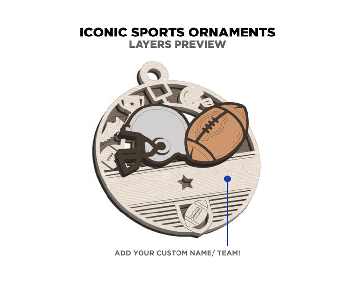 Iconic Sports Ornaments - Includes 13 Popular Sports - SVG, PDF, AI Files - Works on all Lasers