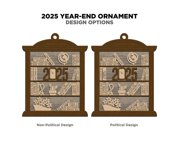 2025 Year End Ornament - Bookcase Edition - SVG, PDF, AI Files - Works on all Lasers
