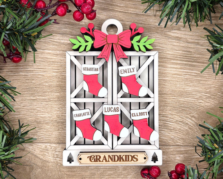 Barn Door Stocking Ornament - Add up to 8 Stockings - SVG, PDF, AI Files - Works on all Lasers