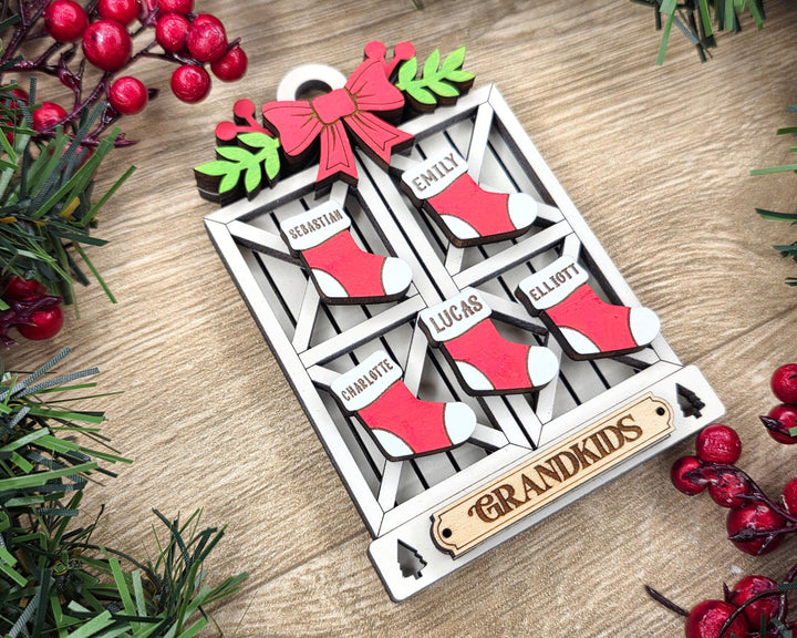 Barn Door Stocking Ornament - Add up to 8 Stockings - SVG, PDF, AI Files - Works on all Lasers
