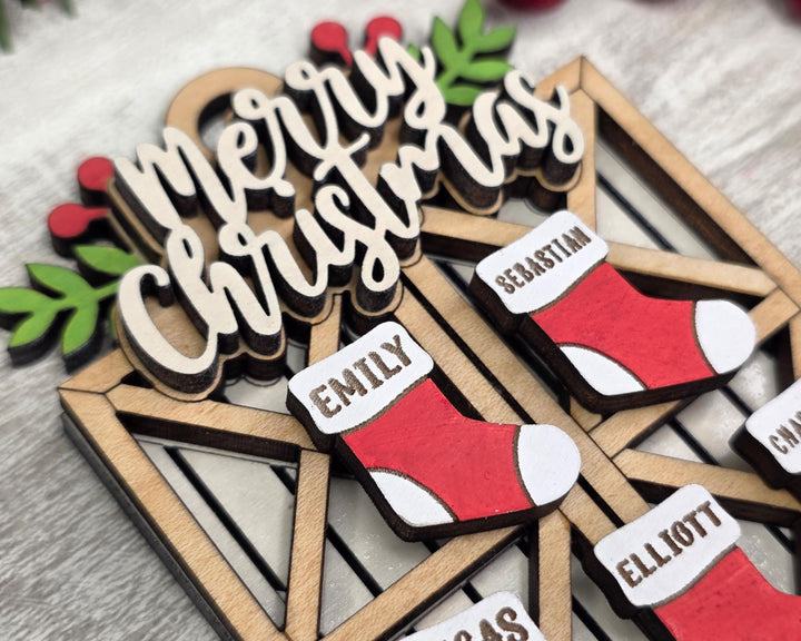 Barn Door Stocking Ornament - Add up to 8 Stockings - SVG, PDF, AI Files - Works on all Lasers