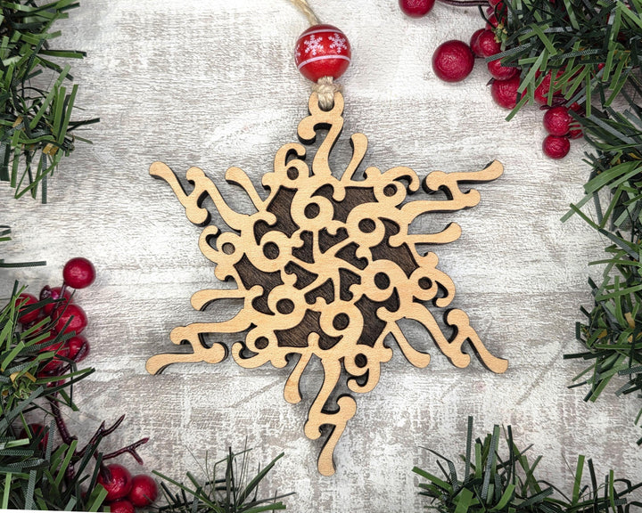 67 Six Seven Snow Flake Ornament - 2 ornaments- SVG, PDF, AI Files - Works on all Lasers