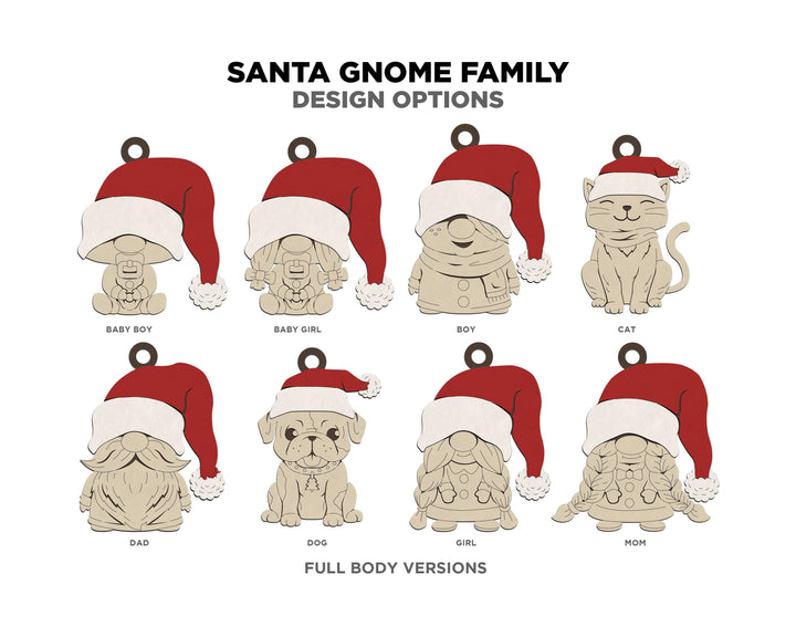 Santa Gnome Family - Customizable for the whole Family - SVG, PDF, AI Files - Works on all Lasers