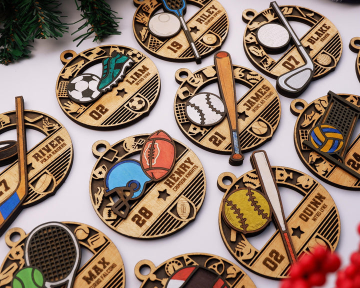 Iconic Sports Ornaments - Includes 13 Popular Sports - SVG, PDF, AI Files - Works on all Lasers