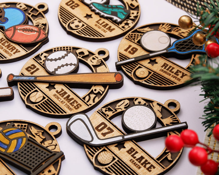 Iconic Sports Ornaments - Includes 13 Popular Sports - SVG, PDF, AI Files - Works on all Lasers