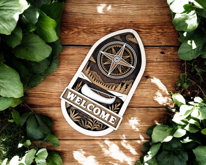 Welcome Door Hanger Signage - Anchor, Compass, Flower - SVG, PDF, AI Files - Works on all Lasers