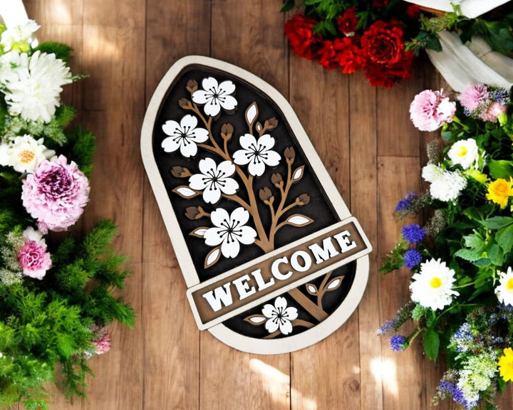 Welcome Door Hanger Signage - Anchor, Compass, Flower - SVG, PDF, AI Files - Works on all Lasers