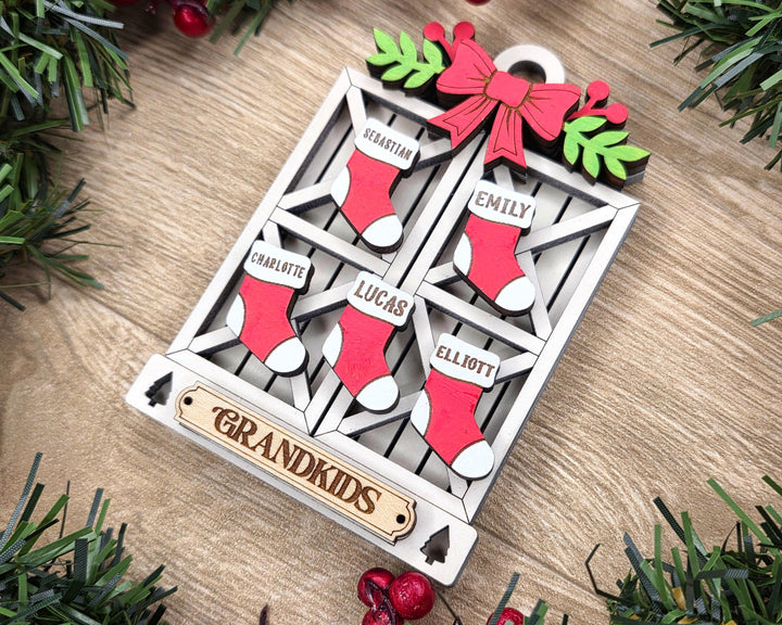 Barn Door Stocking Ornament - Add up to 8 Stockings - SVG, PDF, AI Files - Works on all Lasers