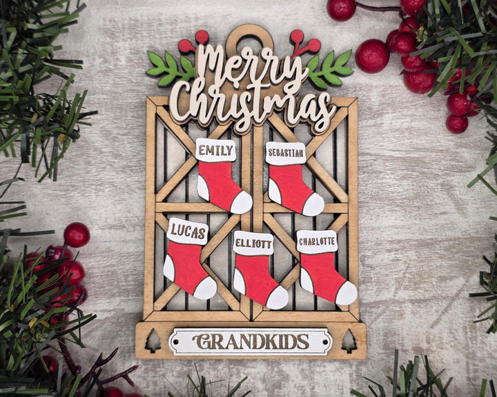Barn Door Stocking Ornament - Add up to 8 Stockings - SVG, PDF, AI Files - Works on all Lasers