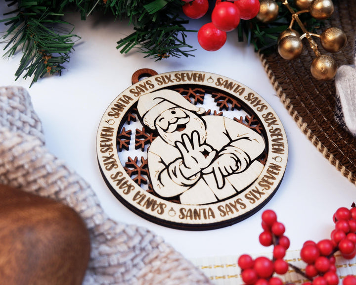 67 Six Seven Santa Ornament - With and Without Custom Name Plate - SVG, PDF, AI Files - Works on all Lasers