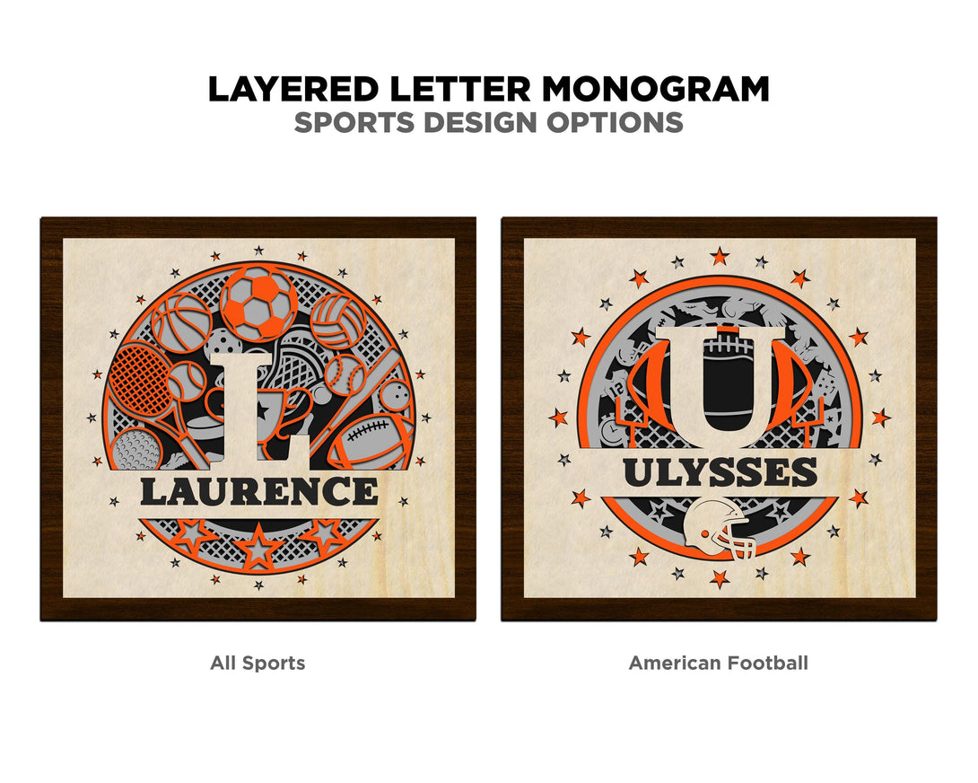 Layered Letters Sports Monograms - 6 Layered Sports Designs - SVG, PDF ...
