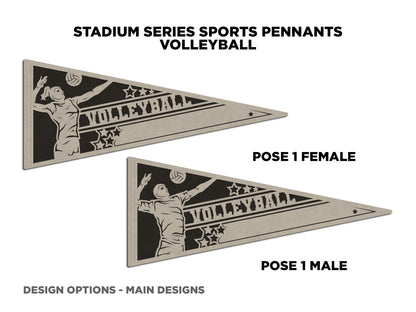 Stadium Series Sports Pennants - Volleyball - 12 Variations Included - Male and Female Options - Tested on Glowforge & Lightburn