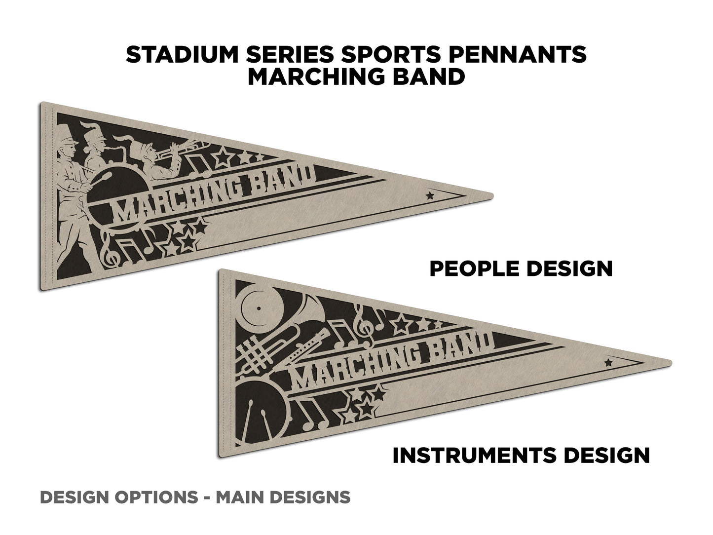 Stadium Series Sports Pennants - Marching Band - 6 Variations Included - Male and Female Options - Tested on Glowforge & Lightburn