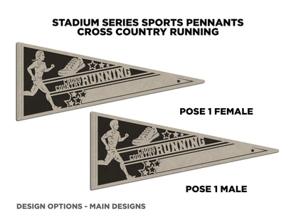 Stadium Series Sports Pennants - Track & Cross Country - 12 Variations Included - Male and Female Options - Tested on Glowforge & Lightburn